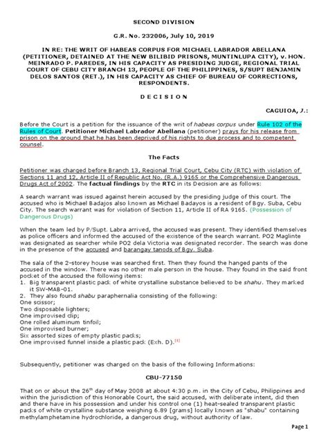 writ of habeas corpus lawphil|G.R. No. 232006 .